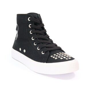 Torrid Women's Black High Top Sneaker Studded Skull Graphic Canvas Shoe 8 WW